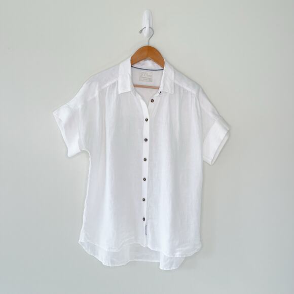 J. Crew Baird McNutt Irish Linen Short Sleeved Relaxed Fit Button Down Top - Picture 3 of 10